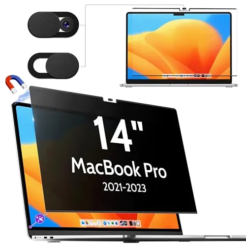 Magnetischer Blickschutzfilter für Apple MacBook Pro 14 Zoll(2021-2023, M1, M2) A2442/A2779, Sichtschutzfilte Abnehmbar Anti Glare Blaulicht Laptop Blickschutzfolie Mac 14.2 Privacy Sichtschutz