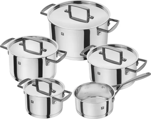 Zwilling Kochtopfset Bellasera 5-teilig - Hochwertiges Edelstahl-Kochtopfset, backofengeeignet mit breitem Schüttrand – ideal für vielseitiges Kochen und Braten.