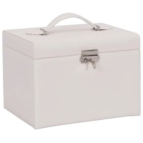 vidaXL Schmuckkästchen 4-Schichten mit Spiegel - Abschließbar in Weiß - Schmuckkästen mit 4 Schichten für perfekte Organisation, inklusive Spiegel und sicherem Schließmechanismus. Ideal für den täglichen Gebrauch oder Reisen.