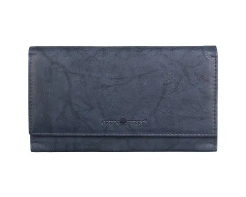 Greenburry Basic Damen Langbörse RFID Leder Geldbörse 1882 in Navy - Elegante Portemonnaie aus pflanzlich gegerbtem Nappa Kalbsleder mit RFID Schutz gegen Datendiebstahl. Bietet viel Platz für Geld, Karten und Münzen, ideal für stilbewusste Frauen.