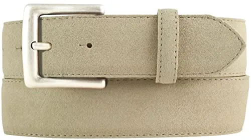Produktbild BELTINGER Veloursleder Gürtel 4 cm mit altsilberner Gürtelschnalle – Beige 95cm