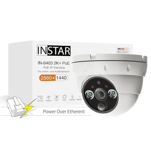 INSTAR IN-8403 2K+ POE Überwachungskamera - Überwachungskamera mit 2560 x 1440 Pixel, PoE für einfache Installation und integrierter AI-Erkennung für optimale Sicherheit.