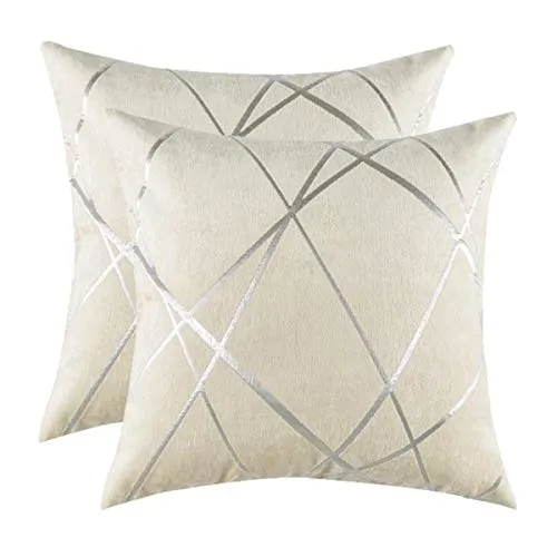 GIGIZAZA Samt Kissenbezug 60x60 cm Kissenhülle Creme Kissenbezüge Dekokissen Fall für Sofa Schlafzimmer Wohnzimmer 2er Set