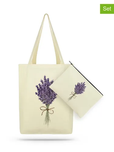 MORI 2tlg. Set: Schultertasche und Kosmetiktasche, Beige, Damen