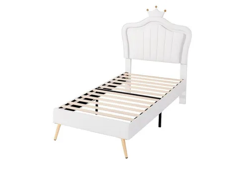 Odikalo Kinderbett Polsterbett Kronenform mit LED und Lattenrost 140/90x200