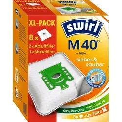 SWIRL Staubsaugerbeutel M 40 EcoPor XL Vorteilspack 8 Beutel 2 Abluftfilter