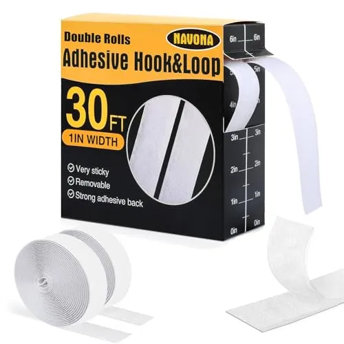 Klettband Selbstklebend Tape 9m × 25mm Doppelseitiges Klebeband Extra Stark Klettverschluss zum Kleben Klebeklett Selbstklebend für Wohnmobilausstattung Teppich Fliegengitter (Weiß)