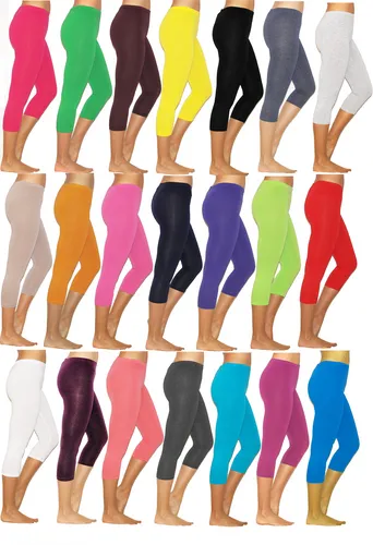 3/4 Capri Leggings kurz viele Farben Baumwolle Sport Yoga