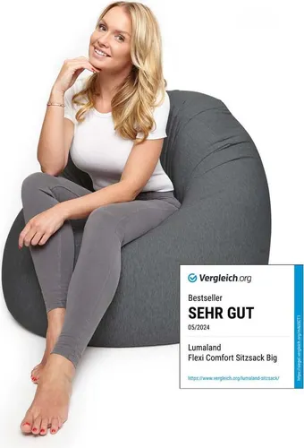 Lumaland Sitzsack Flexi Comfort - Premium Bodenkissen für ultimativen Sitzkomfort - Sitzsäcke mit einzigartiger Flexi-Comfort-Technologie für unvergleichliches Sitzen. Erhältlich in zwei Größen und vier Trendfarben, ideal für Ihre Chill-Out-Area.
