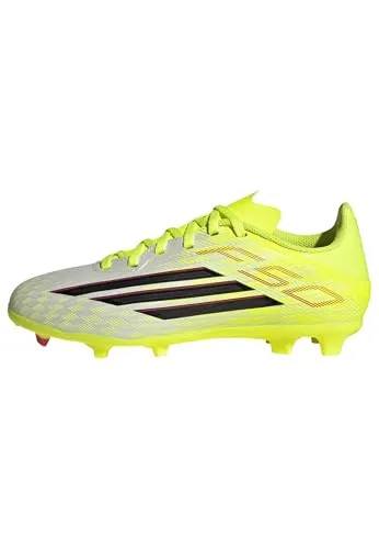 adidas Unisex Kinder F50 League Fußballschuhe - Leichte Fußballschuhe für Kinder in strahlendem Team solar Yellow. Ideal für festen und gemischten Boden, bieten optimalen Halt und Komfort beim Spiel.