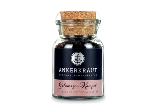 Ankerkraut Gewürz Schwarzer Kampot, Schwarzer Kampot, 80g im Korkenglas
