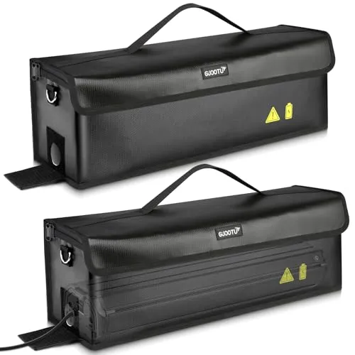 GUOOTU 2 Er Set Ebike Akku Tasche,Feuerfest bis 1400 °C,für Lagerung,Transport, Akku Tasche Wasserdicht Explosionssicher,Ebike akku schutzhülle Großraum (2, 49 x 15 x 15cm -2 Stück)