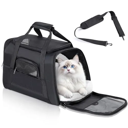 Romon Transportbox Katze Katzentransportbox, Katzentransporttasche Haustiertragetasche Katzentragetasche Katzentasche für Kleine Katzen und Hunden Welpen bis 6kg, Transport Tasche mit Schultergurt
