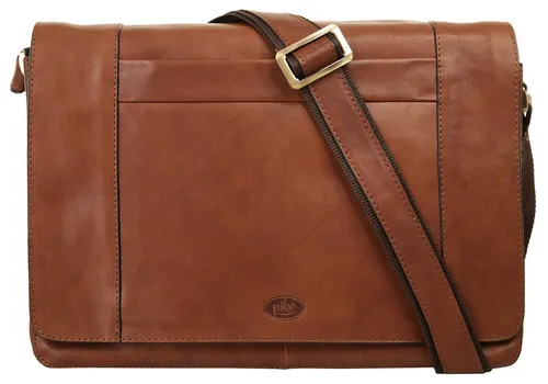 piké Messenger Tasche 020385 für Herren und Damen - Braun - Umhängetaschen aus 100% echtem Leder, ideal für Geschäftsreisen mit gepolstertem Notebookfach und verstellbarem Schulterriemen für optimalen Tragekomfort.