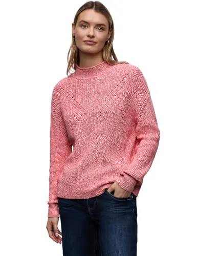 Produktbild Longpullover STREET ONE Damen Gr. 40, striking coral, 100% Baumwolle