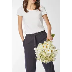 RICHROYAL Damen T-Shirt SLUB Kurzarm Weiß L (40) - Modisches Kurzarm T-Shirt aus 100% Baumwolle, ideal für lässige Outfits. Perfekt für den Alltag oder entspannte Freizeitaktivitäten.