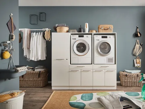 LAUNDREEZY Waschmaschinenschrank - TÜV-zertifiziert mit viel Stauraum - Hoch- & Midischränke fürs Bad, bietet Platz für Waschmaschine und Stauraum mit Softclose-Türen. Erweitern Sie Ihr Zuhause individuell und einfach.