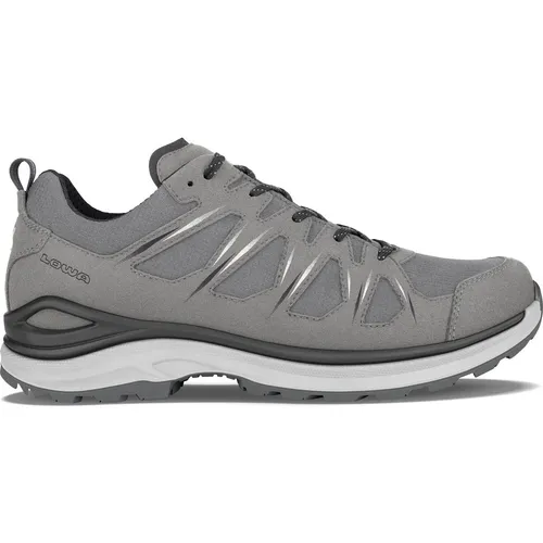 Lowa Innox EVO II GTX grau/navy (9049) - Leichte Wanderschuhe für Herren - Wanderschuhe mit GORE-TEX Membran für wasserdichten, atmungsaktiven Wetterschutz. Ideal für Sport und Freizeit, bieten sie maximale Flexibilität und Komfort.
