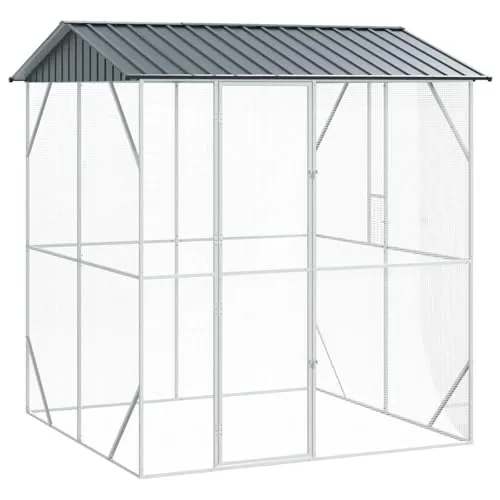 vidaXL Voliere Anthrazit 210x227x247 cm Stahl - Vogelkäfige mit robuster Stahlkonstruktion und großzügigen Maßen für glückliche Vögel. Ideal für Innen- und Außenbereich, bietet er Sicherheit und Platz für aktive Haustiere.