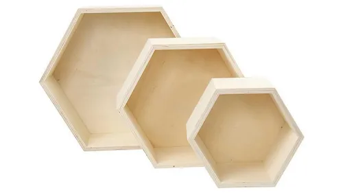 creativ company Holzbox Wabe, 3er-Set