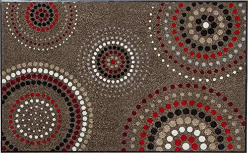 Erwin Müller Fußmatte Ludwigshafen, Schmutzfangmatte, Sauberlaufmatte Kreise braun/rot Größe 60x85 cm - rutschfest, pflegeleicht, für Fußbodenheizung geeignet (weitere Farben, Größen)