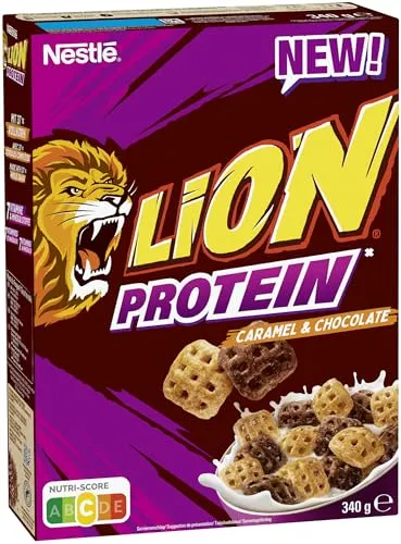 Nestlé LION Protein Cereals, Schoko-Karamell Frühstücksflocken