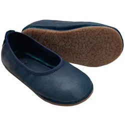POLOLO Kinderschuhe, Barfuß Ballerina Naturleder blau 21 EU