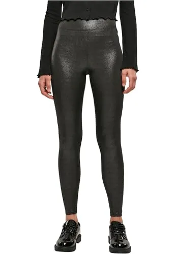 Urban Classics Damen High Waist Glamour Leggings - Leggings für Damen aus schimmerndem Shiny Stretch Jersey, hochelastisch und mit hohem Gummibund für perfekten Sitz und Style.