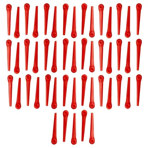 vhbw 50x Ersatz-Messer kompatibel mit Gardena AccuCut 2417-20, 2417, 400Li 8840, 400Li 8840-20 Rasentrimmer - Ersatzklinge Orange, Kunststoff