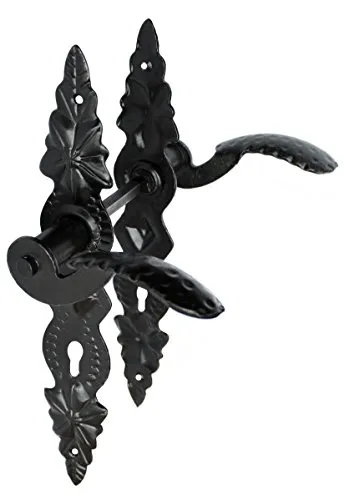 Türklinke Türdrücker Schmiedeeisen Langsschild 90 Zylinder Schwarz