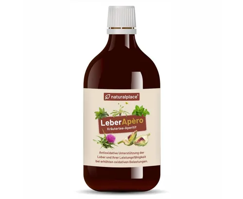 naturalplace® LeberApèro - Kräutertee Aperitif zur Unterstützung der Lebergesundheit -Tropfen, 500 ml, aus Löwenzahnwurzel, Mariendistel, Artischocken, Salbei, Pfefferminze