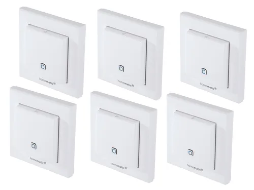 HOMEMATIC IP Smart Home 150181A0 - Temperatur- und Luftfeuchtigkeitssensor, 6 Stück - Wetterstationen mit 6 Sensoren zur präzisen Messung von Temperatur und Luftfeuchtigkeit. Ideal für die Integration in dein Smart Home und einfache Montage dank mitgeliefertem Material.