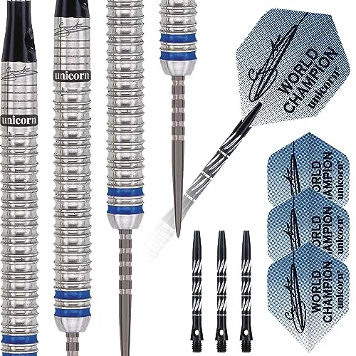 Unicorn World Champion Gary Anderson Phase 3 Steel Dart 25g - Steel-Dartpfeile mit 90% Tungsten, garantierter Gewichtstoleranz von +/- 0,1g und einzigartigem Grip. Inklusive hochwertigem Unicorn ICON-Case und WM Spieler Flights.