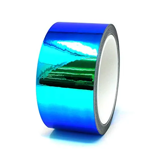 Meter Flip Flop Chrom Zierstreifen Basteln Effektfolie Hologramm Chameleon Auto Motorrad Modellbau Klebestreifen (FF4 Blau/Grün, 40mm Breite) 10
