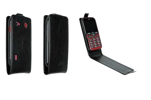 caseroxx Flip Cover für Doro Leva L10 / L11 / E10 / X10 in schwarz – Handy-Tasche mit Kreditkartenfächern & Magnetverschluss aus Kunstleder, schlank & funktional
