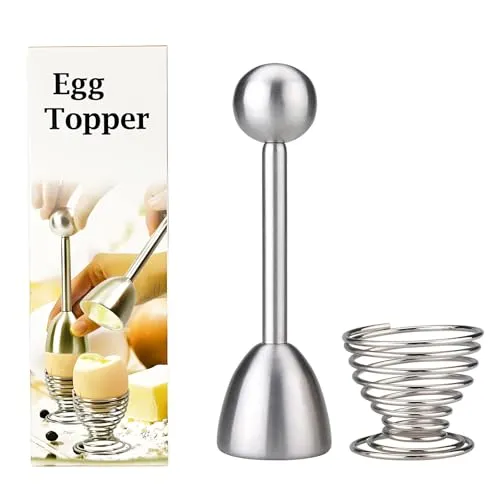 Pretop Eierköpfer + einem Eierbecher | Eieröffner Eier Cutter Cracker Edelstahl 14 cm