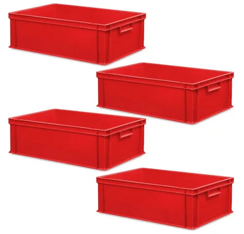 BRB-Lagertechnik Aufbewahrungsbox 4 Eurobehälter mit 2 Griffleisten, LxBxH 600x400x220 mm, Ideale Lager- und Transportbehälter für Industrie und Handwerk