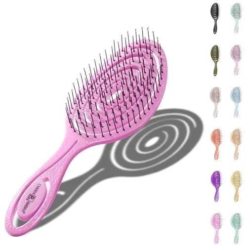 Chiara Ambra Haarbürste ohne Ziepen - Bürste für Damen und Herren - Entwirrbürste auch für Locken & Lange Haare - Nachhaltige Detangler Bürste Haarbürsten - Rosa