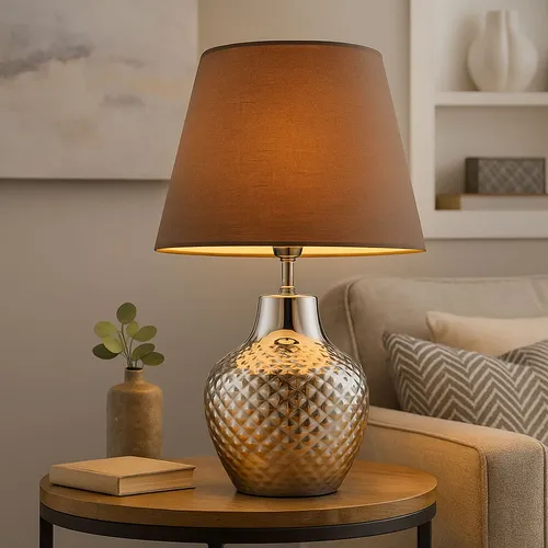 Moderne LED Tischlampe Keramik & Textil, dimmbar