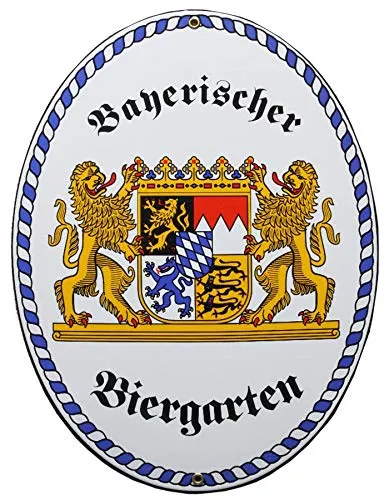 Bayerisches Biergarten Emaille Schild – 28,5 x 37,5 cm von elina-email-schilder