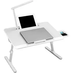 QWORK® Laptoptisch höhenverstellbar mit LED-Lampe, klappbar