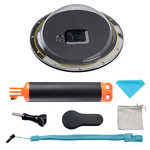 Suptig Unterwassergehäuse in Kuppel-Form für GoPro Hero 7 Black/Hero 6/Hero 5, mit wasserdichtem Gehäuse und schwimmender Stange, zum Tauchen, Schnorcheln, Unterwasserfotografie