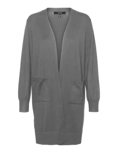 Vero Moda Cardigan VMSILJE LS OPEN CARDIGAN GA NOOS – Lange Strickjacke in Grau - Strickjacke in elegantem Grau, aus elastischem Feinstrick, ideal für modische Outfits. Perfekt für den Alltag oder besondere Anlässe.