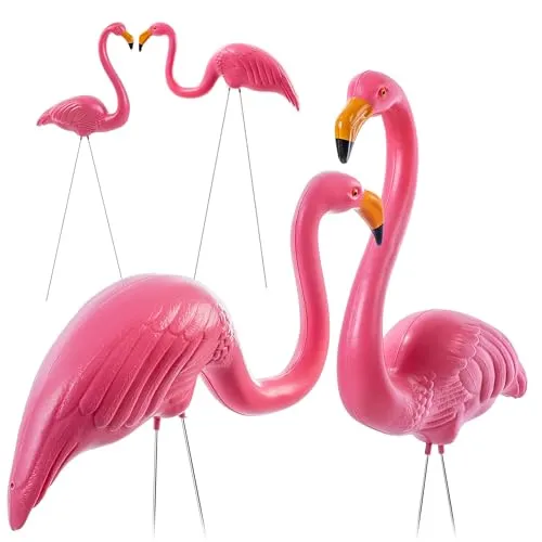 KADAX 2 Stück Garten-Flamingofigur, 83cm Dekofigur Flamingo, Gartenstecker aus Kunststoff, Gartenfigur exotischer Vogel, rosa Teichfigur, Gartendeko für Teich (2 Stück)