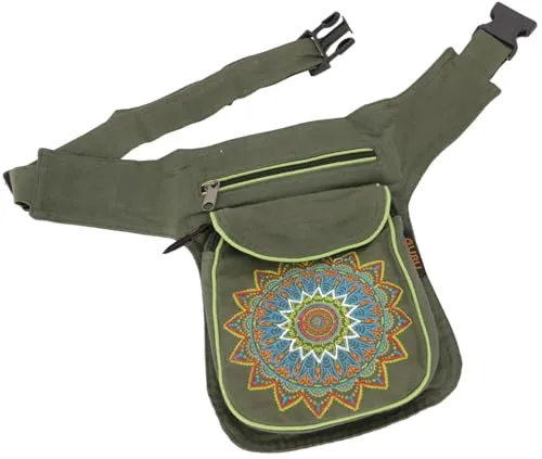 Stoff Sidebag + Hüfttasche Mandala, Goa Gürteltasche, Bauchtasche aus Nepal -