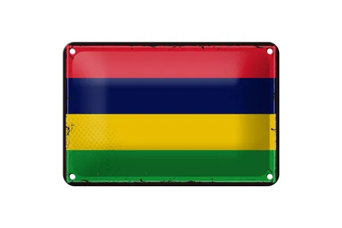 Blechschild Flagge Mauritius 18x12 cm Retro Flag Mauritius Deko Schild