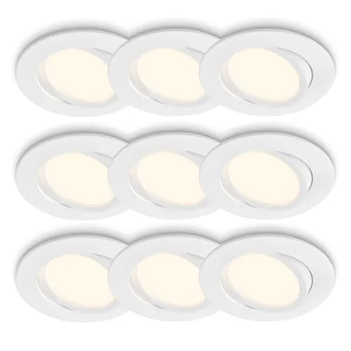 LED Einbauleuchten 3x3er Set GU10 - Schwenkbare Deckenstrahler in Weiß - Moderne 3x3er-Set Deckenstrahler für stilvolle und flexible Beleuchtung. Inklusive GU10 LED-Leuchtmittel für warmweißes Licht, ideal für Wohnräume, Küchen und Flure.