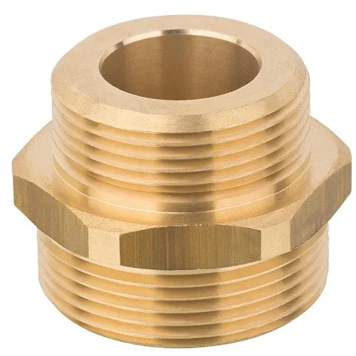 Reduzierter Doppelnippel Messing, beidseitig flachdichtend 3/4