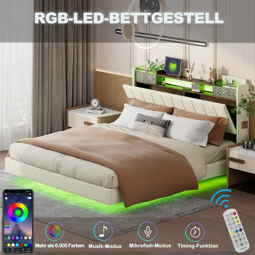 Samtbett Daybed 90x200 mit Stauraum und Leselampe