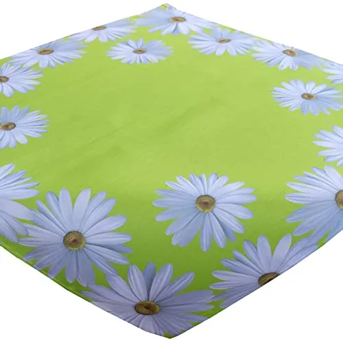 Tischdecke 85x85 cm Grün, Margeriten Frühlings Mitteldecke, Garten Tischdecken Bügelfrei, Tischdeko Wasserabweisend, abwischbare Tischschoner, Indoor Outdoor